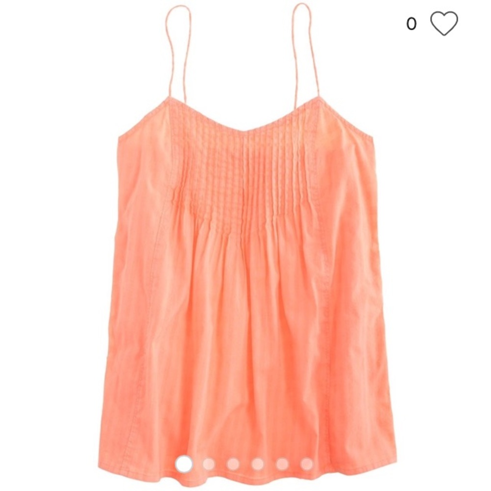 J Crew bright orange pintuck cami top. Small EUC